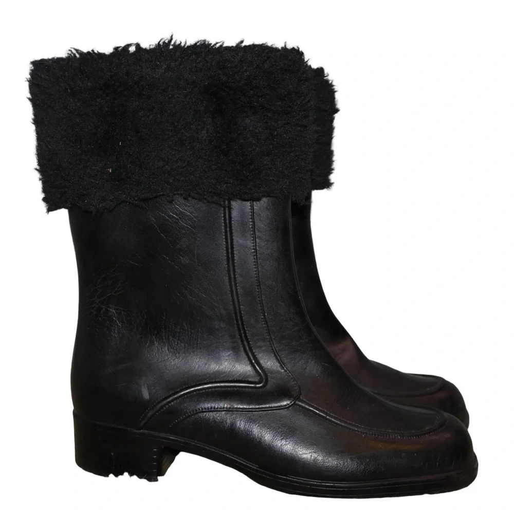 Vintage‎ 70s Waterproof black rain boots. Size 6